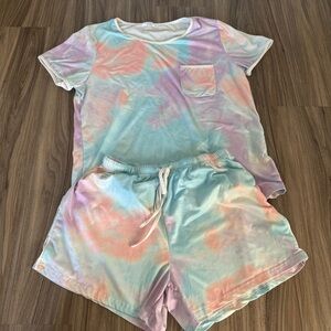 Tie-Dye Short Sleeve and Shorts 2pc Pajama Set
